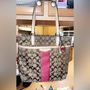 Authentic Coach Brown and Pink Signature Tote